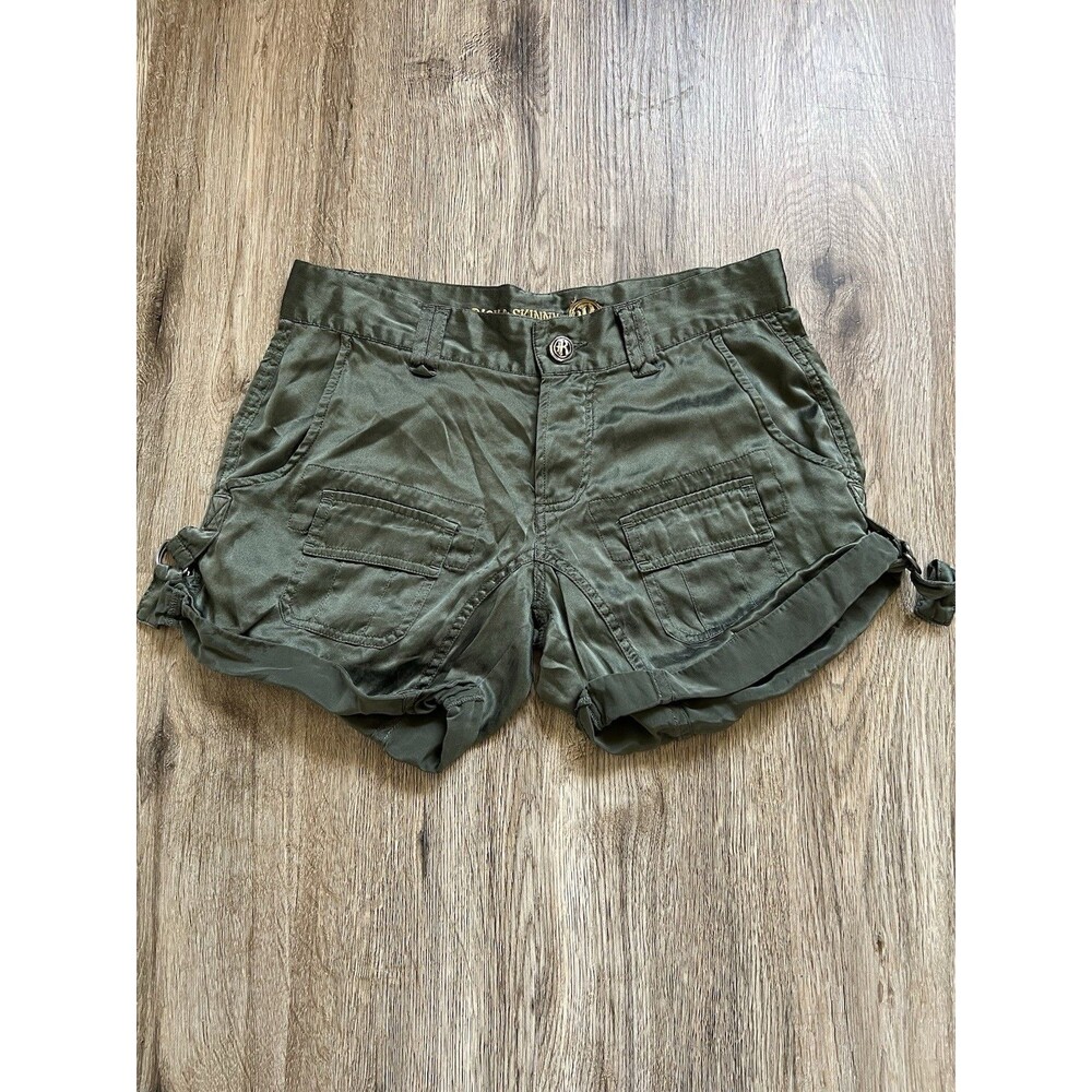 RICH & SKINNY 100% Silk Satin Low Rise Short Button Fly Pockets &Loops  Size 24
